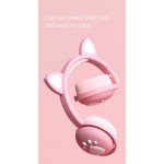 Wholesale Cat Ear and Paw LED Bluetooth Headphone Headset with Built in Mic, Luminous Light, Foldable, 3.5mm Aux In for Adults Children Home School (Pink)